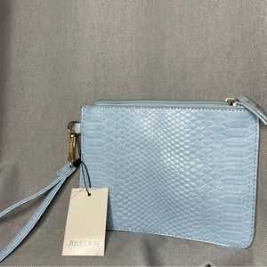 ✨ Jules Kae Baby Blue Vegan Leather Clutch Wristlet